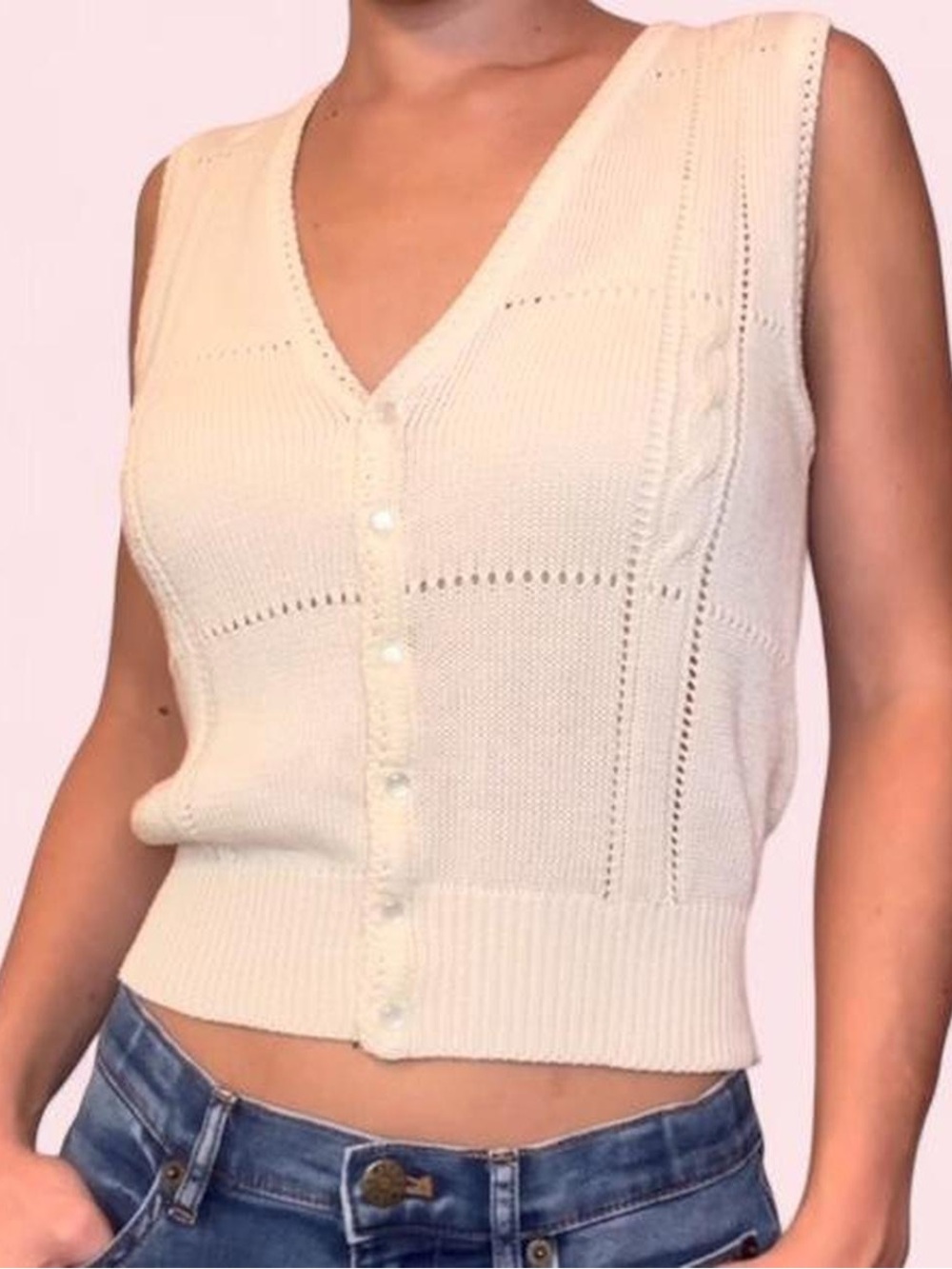 Vintage 90’s Cream Knit Sweater Vest